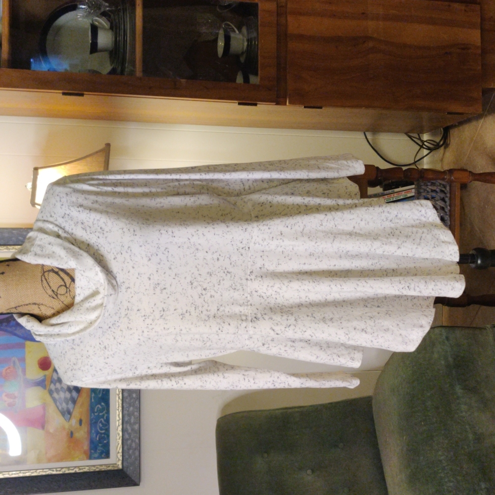 Soft white with black speckles cowl neck knit shirt